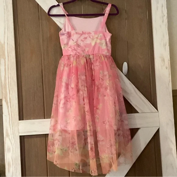 Zenzi Girls Floral Pink Tulle, High-Low Dress,Lined. Child’s Size Large (10-12) - Picture 3 of 8